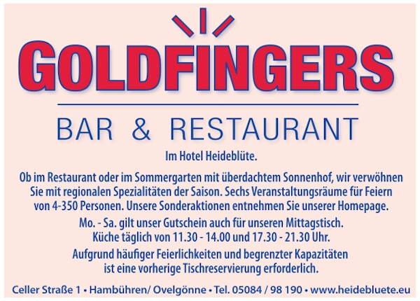 Goldfingers Restaurant im Hotel Heideblüte